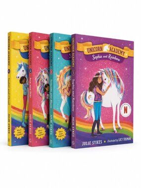 TITLE: Unicorn Academy Books 1-4 Lot Julie Sykes Netflix Paperback Set Fantasy